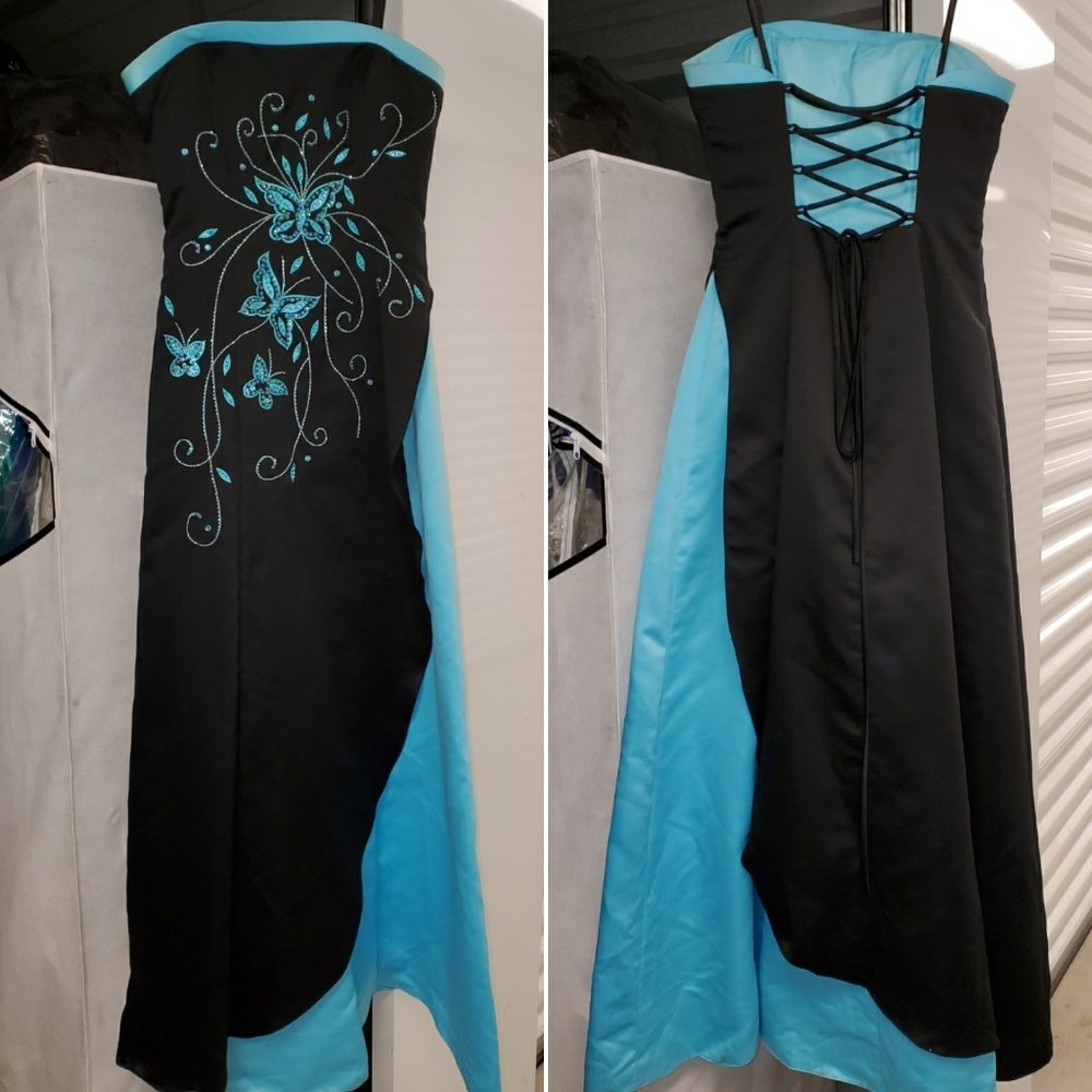 Black and blue butterfly gown